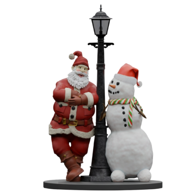 Santa & Snowman on Post
