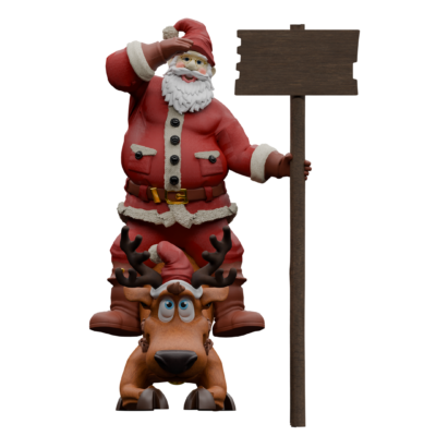 Santa & Reindeer With Signage