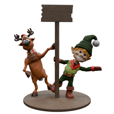 Reindeer & Elf with Signage