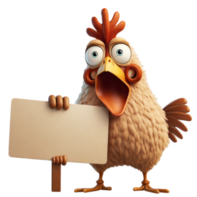 Rooster With Sign